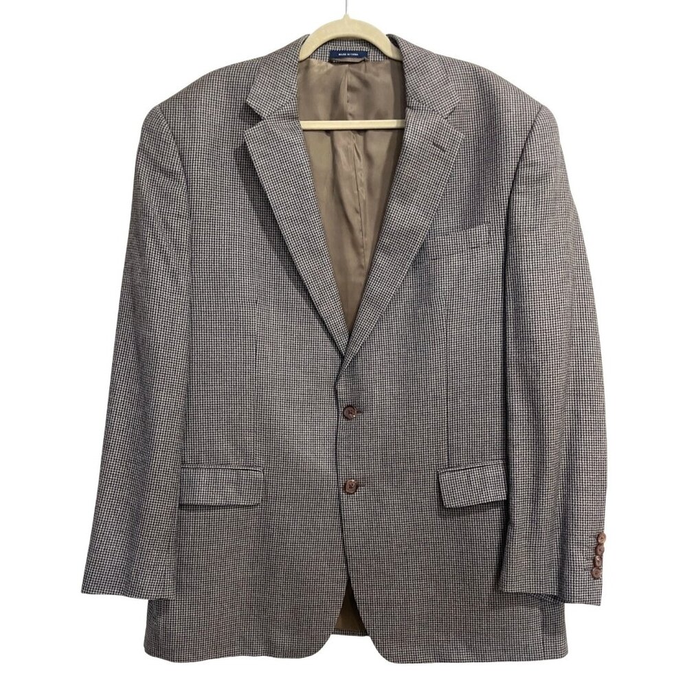Ralph Lauren Houndstooth Blazer Jacket Dillards Sports Coat Brwon Mens 46L